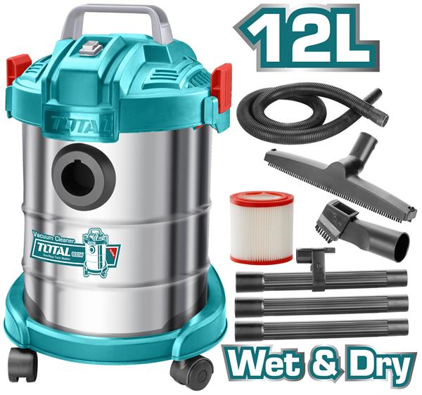 Total Wet & Dry Vacuum Cleaner 800W 12L Metal Tank